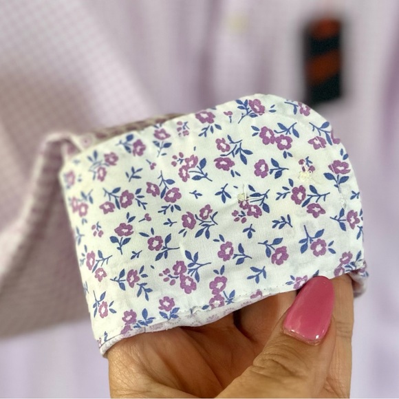 EGARA NWT XXL Slim Fit Sport Shirt • Berry Pink Purple Geo Tile Print Button Up - Picture 6 of 11